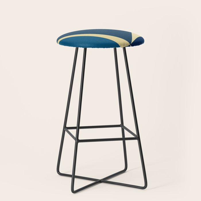 Blue Gold Abstract Low Poly Geometric Nature Art  Stool Gallery Image 1