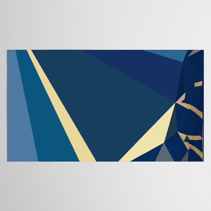 Blue Gold Abstract Low Poly Geometric Nature Art  Tablecloth Gallery Image 2