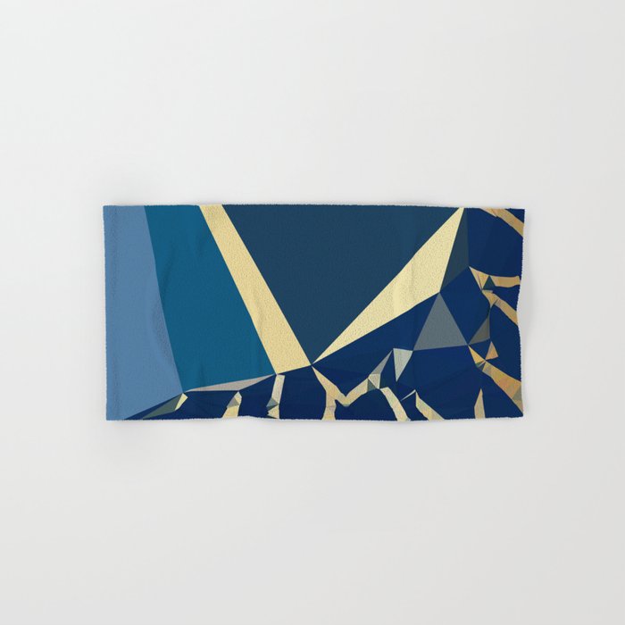 Blue Gold Abstract Low Poly Geometric Nature Art  Bath Towel Gallery Image 1