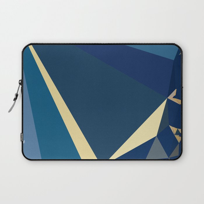 Blue Gold Abstract Low Poly Geometric Nature Art  Laptop Sleeve Gallery Image 1