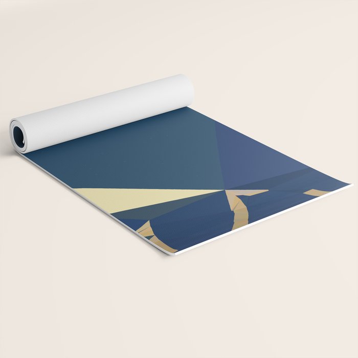 Blue Gold Abstract Low Poly Geometric Nature Art  Yoga Mat Gallery Image 2