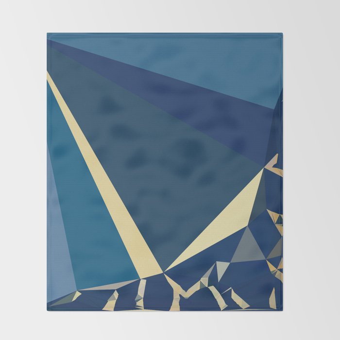 Blue Gold Abstract Low Poly Geometric Nature Art  Throw Blanket Gallery Image 2