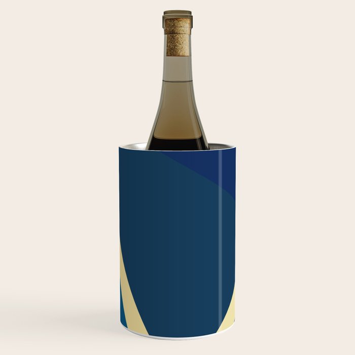 Blue Gold Abstract Low Poly Geometric Nature Art  Wine Chiller Gallery Image 1