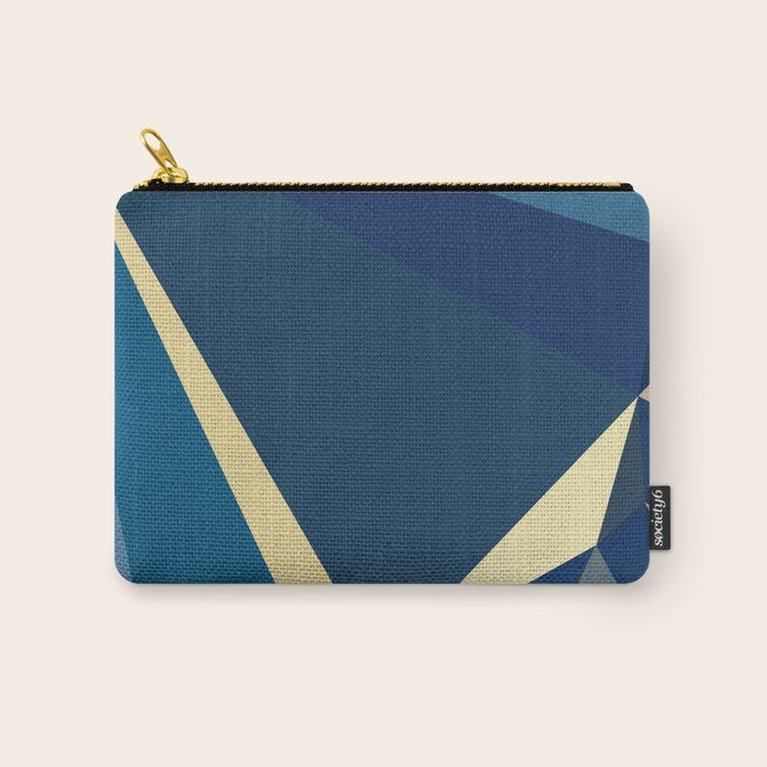 Blue Gold Abstract Low Poly Geometric Nature Art  Carry All Pouch Gallery Image 1