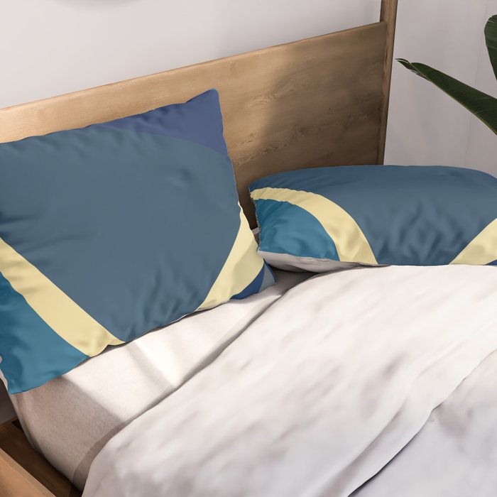 Blue Gold Abstract Low Poly Geometric Nature Art  Pillow Sham Gallery Image 2