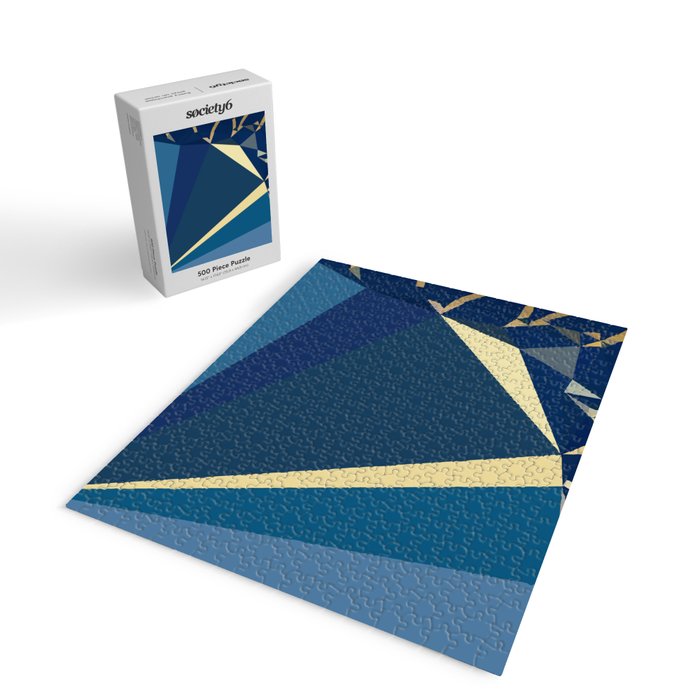 Blue Gold Abstract Low Poly Geometric Nature Art  Jigsaw Puzzle Gallery Image 2