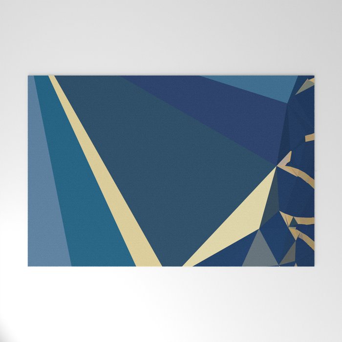 Blue Gold Abstract Low Poly Geometric Nature Art  Welcome Mat Gallery Image 1