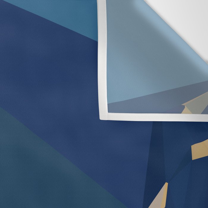 Blue Gold Abstract Low Poly Geometric Nature Art  Wall Tapestry Gallery Image 3