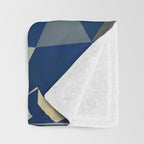 Blue Gold Abstract Low Poly Geometric Nature Art  Throw Blanket Gallery Image 3
