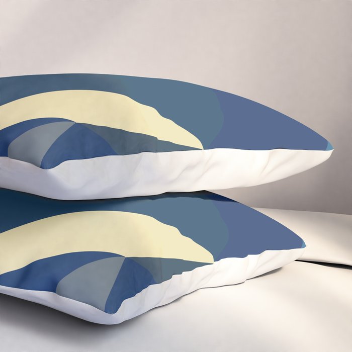 Blue Gold Abstract Low Poly Geometric Nature Art  Pillow Sham Gallery Image 3
