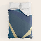 Blue Gold Abstract Low Poly Geometric Nature Art  Comforter Gallery Image 6