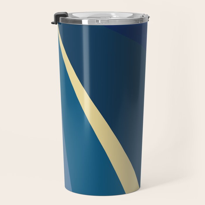 Blue Gold Abstract Low Poly Geometric Nature Art  Travel Mug Gallery Image 3