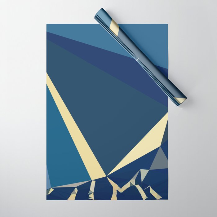 Blue Gold Abstract Low Poly Geometric Nature Art  Wrapping Paper Gallery Image 1