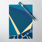 Blue Gold Abstract Low Poly Geometric Nature Art  Wrapping Paper Gallery Image 1