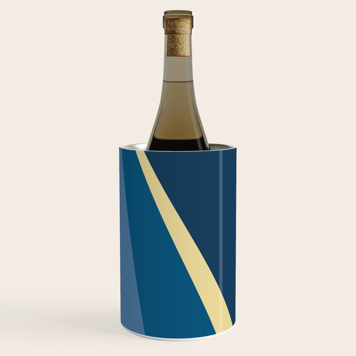Blue Gold Abstract Low Poly Geometric Nature Art  Wine Chiller Gallery Image 2