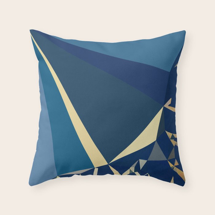 Blue Gold Abstract Low Poly Geometric Nature Art  Throw Pillow Gallery Image 6