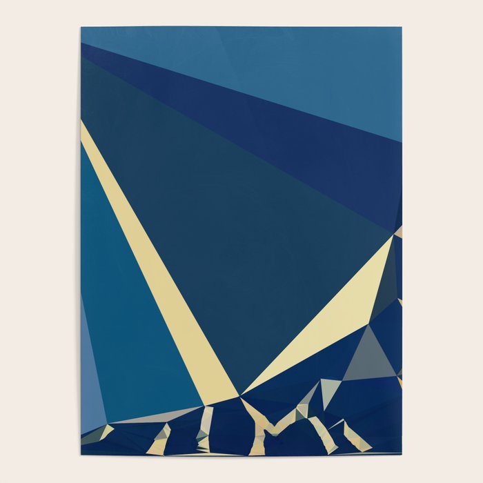 Blue Gold Abstract Low Poly Geometric Nature Art  Poster Gallery Image 4