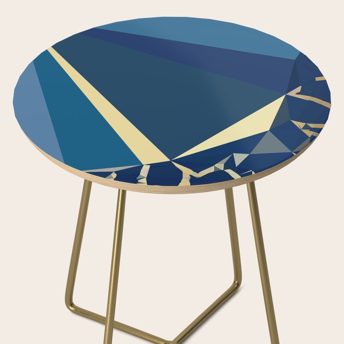 Blue Gold Abstract Low Poly Geometric Nature Art  Side Table Gallery Image 2