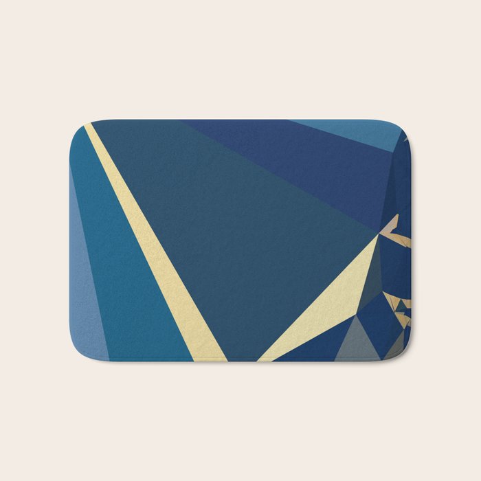 Blue Gold Abstract Low Poly Geometric Nature Art  Bath Mat Gallery Image 1