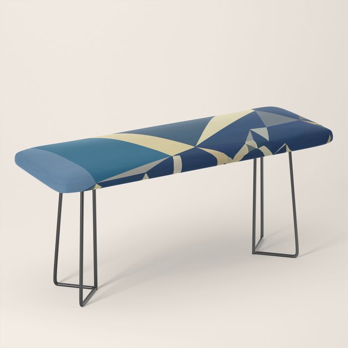 Blue Gold Abstract Low Poly Geometric Nature Art  Bench Gallery Image 1