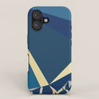 Blue Gold Abstract Low Poly Geometric Nature Art  iPhone Case Gallery Image 1