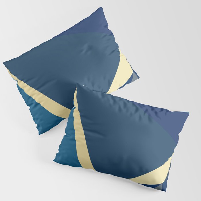 Blue Gold Abstract Low Poly Geometric Nature Art  Pillow Sham Gallery Image 1