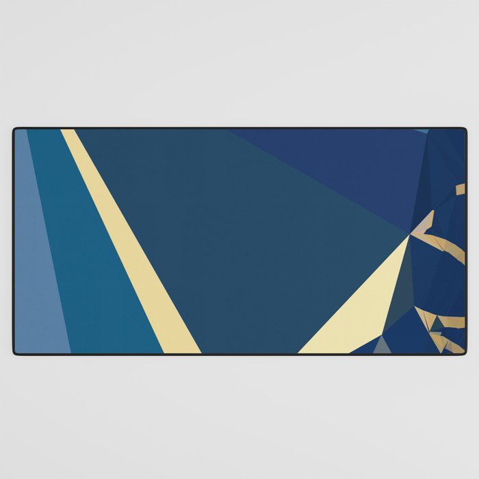 Blue Gold Abstract Low Poly Geometric Nature Art  Desk Mat Gallery Image 3