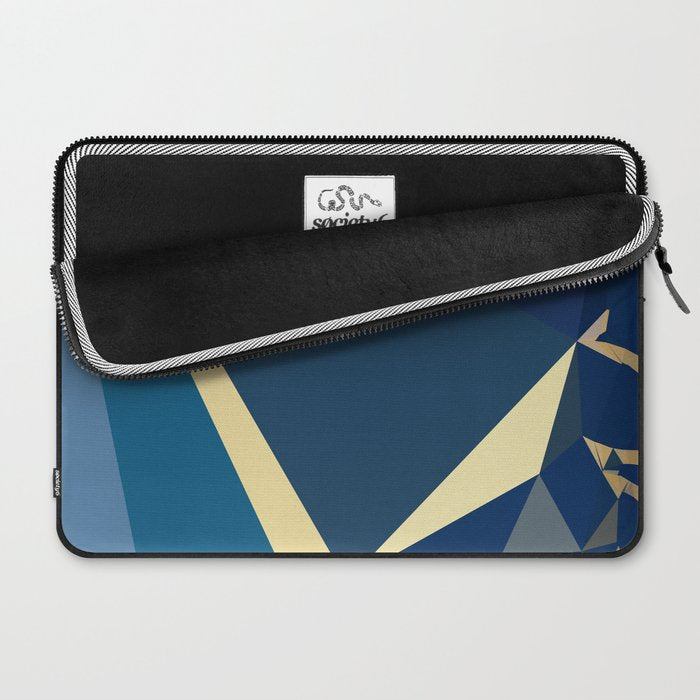 Blue Gold Abstract Low Poly Geometric Nature Art  Laptop Sleeve Gallery Image 2