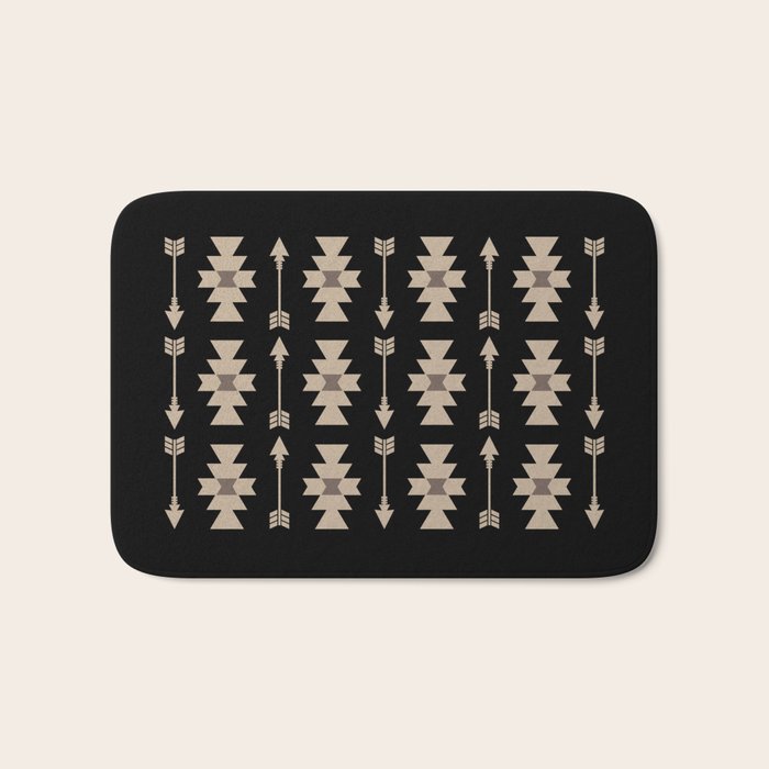 Southwestern Arrow Pattern 233 Black and Beige Bath Mat Gallery Image 1