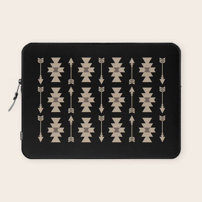 Southwestern Arrow Pattern 233 Black and Beige Laptop Sleeve Gallery Image 1