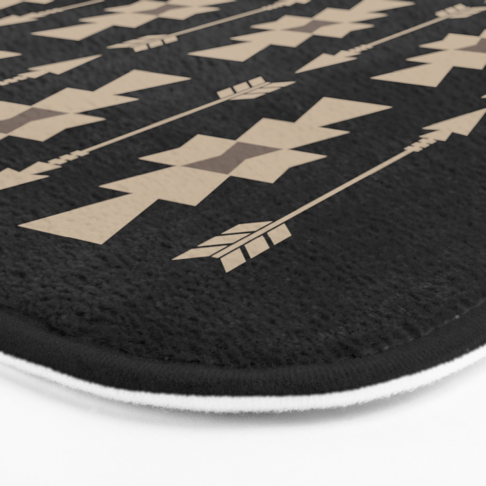 Southwestern Arrow Pattern 233 Black and Beige Bath Mat Gallery Image 3