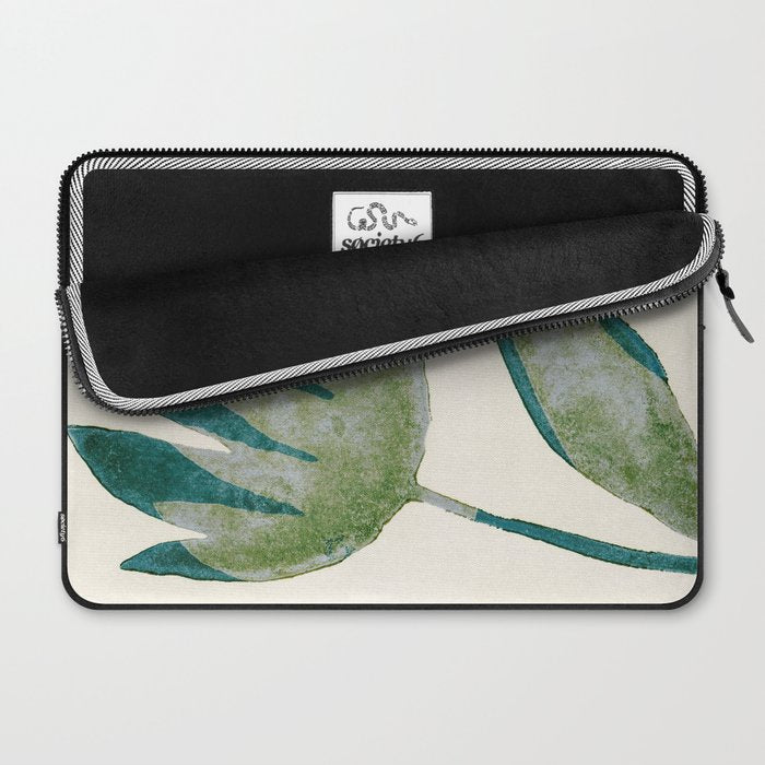 Linocut Flower / Dark Teal Laptop Sleeve Gallery Image 2