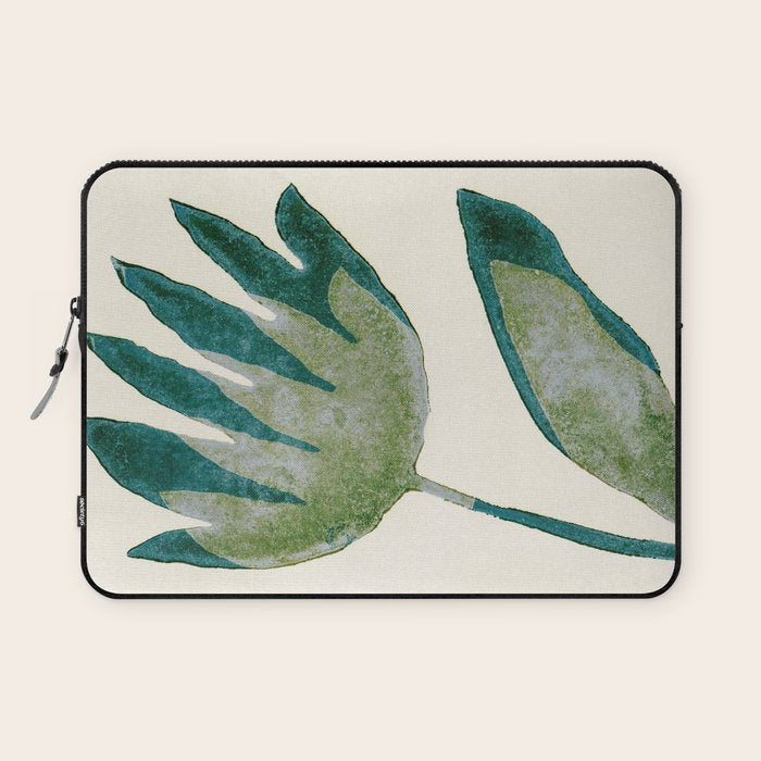 Linocut Flower / Dark Teal Laptop Sleeve Gallery Image 1