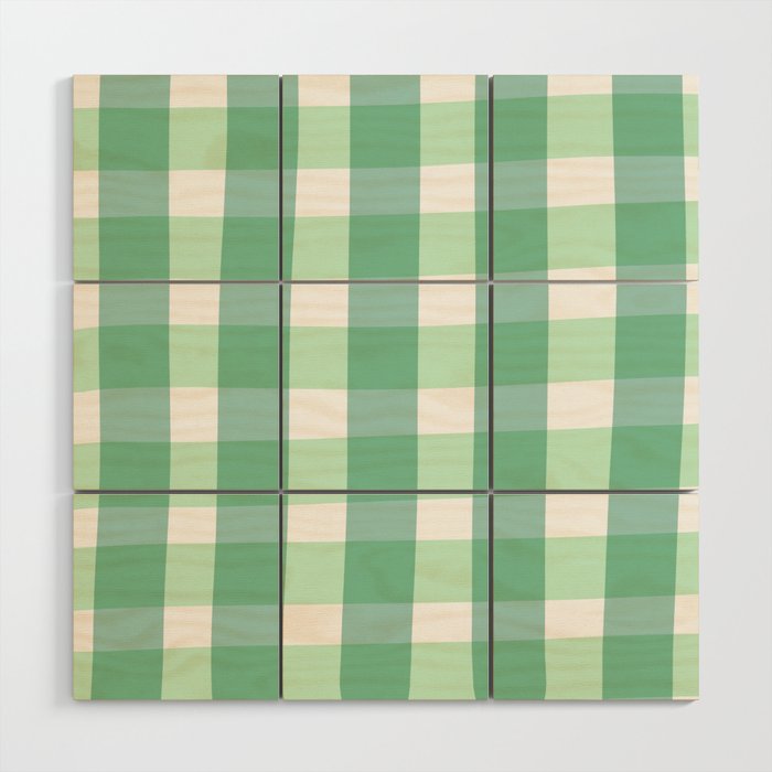 Green Gingham  Wood Wall Art Gallery Image 1