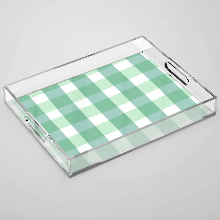 Green Gingham  Acrylic Tray Gallery Image 1