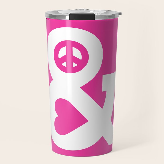 Peace and Love (pink edition) Travel Mug Gallery Image 1