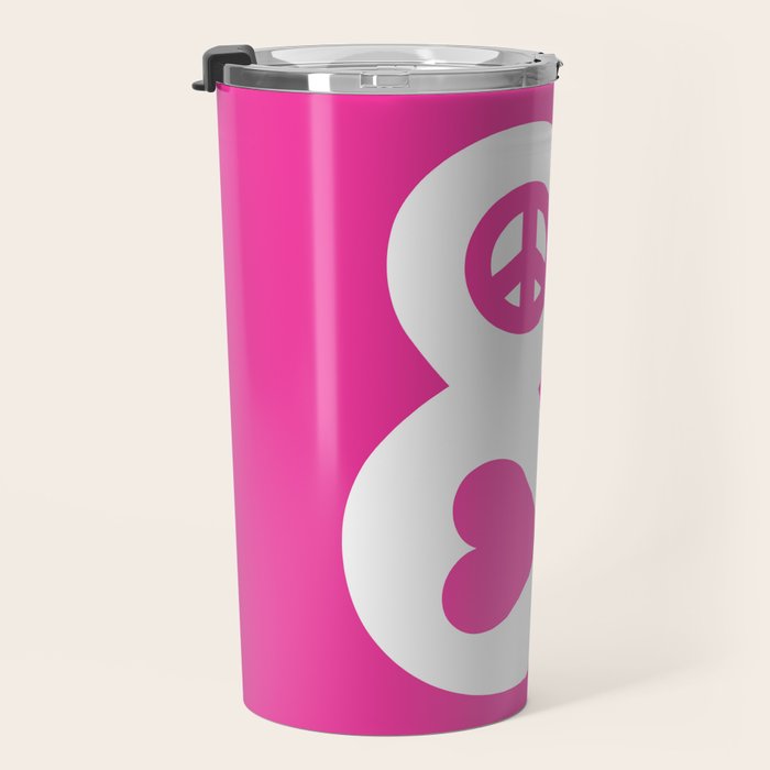 Peace and Love (pink edition) Travel Mug Gallery Image 3