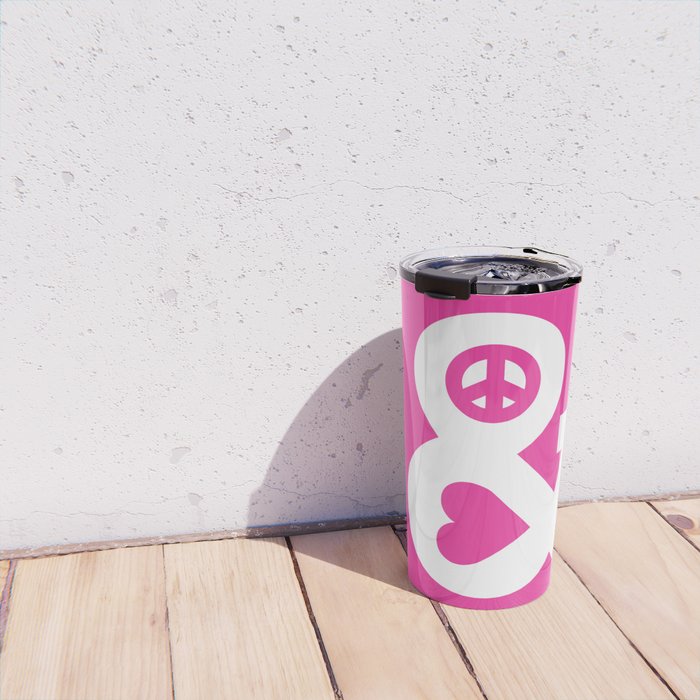 Peace and Love (pink edition) Travel Mug Gallery Image 4
