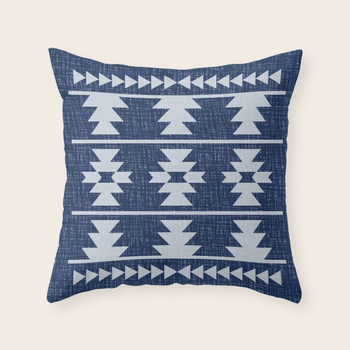 Southwestern Pattern 128 Indigo Blue Throw Pillow Gallery Image 6