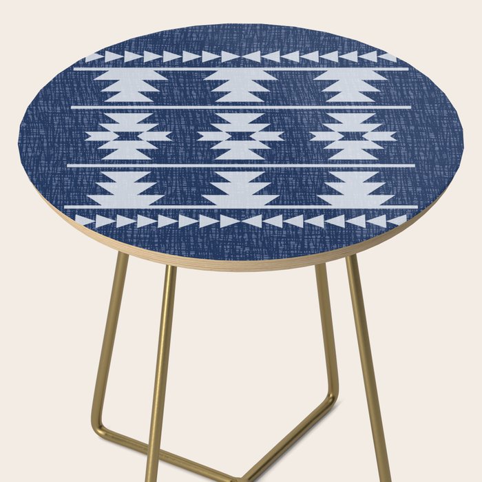 Southwestern Pattern 128 Indigo Blue Side Table Gallery Image 2