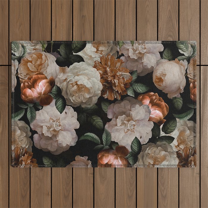 Golden Jan Davidsz. de Heem Roses Outdoor Rug Gallery Image 1