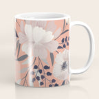 Modern, Boho, Floral Prints, Peach, Coral Gray, White Coffee Mug Gallery Image 1
