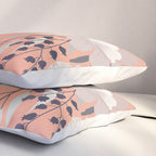 Modern, Boho, Floral Prints, Peach, Coral Gray, White Pillow Sham Gallery Image 3