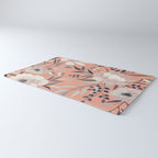 Modern, Boho, Floral Prints, Peach, Coral Gray, White Rug Gallery Image 3