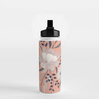 Modern, Boho, Floral Prints, Peach, Coral Gray, White Water Bottle Gallery Image 2
