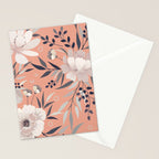 Modern, Boho, Floral Prints, Peach, Coral Gray, White Stationery Card Gallery Image 2