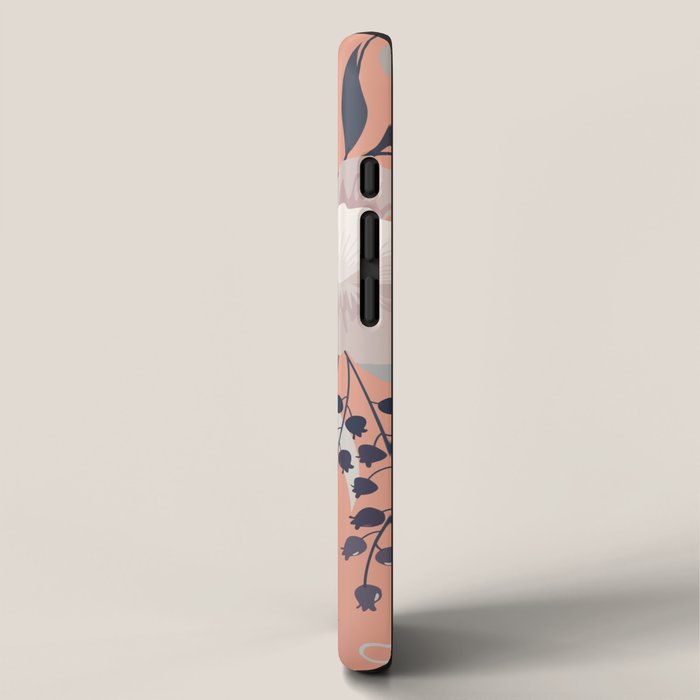 Modern, Boho, Floral Prints, Peach, Coral Gray, White iPhone Case Gallery Image 2
