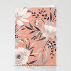 Modern, Boho, Floral Prints, Peach, Coral Gray, White Stationery Card Gallery Image 2
