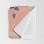 Modern, Boho, Floral Prints, Peach, Coral Gray, White Throw Blanket Gallery Image 3