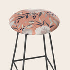 Modern, Boho, Floral Prints, Peach, Coral Gray, White Stool Gallery Image 2